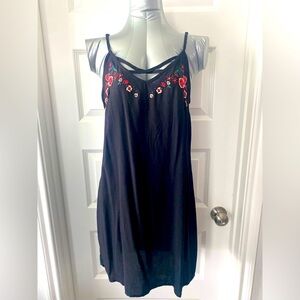 Rue 21 floral embroidered spaghetti strap midi dress in Black